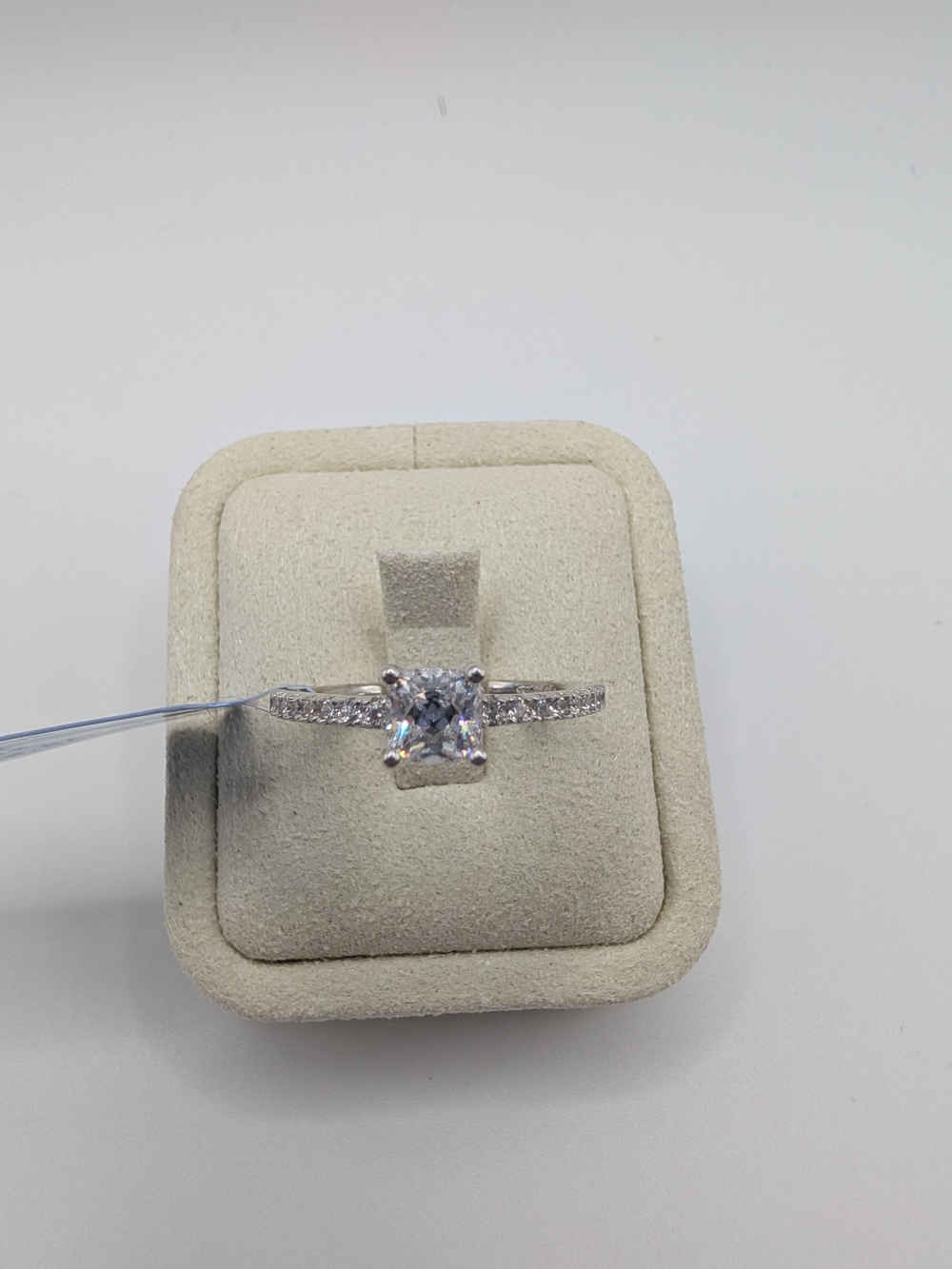 NWT 0.66 ctw Natural Diamond Ring Cushion Cut 925 Sterling Silver Size 7